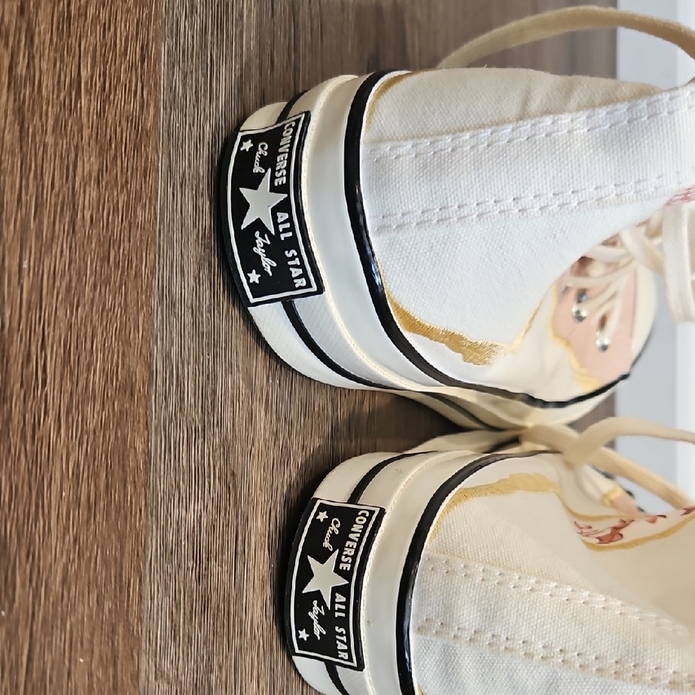 Converse Women's 70 CHUCK TAYLOR Metallic High Top Cream and Light Pink Floral - Picture 5 of 12